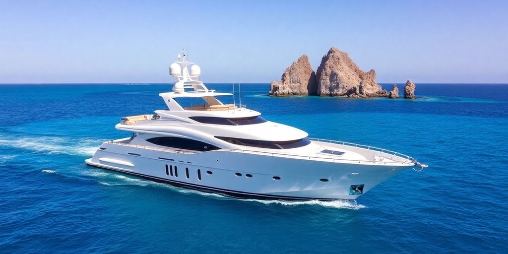 Luxury yacht near Land's End, Cabo.