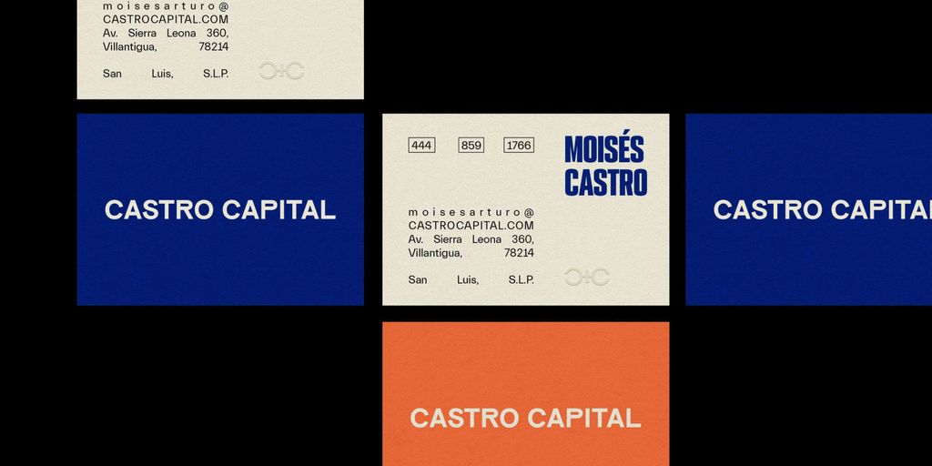 a set of four different types of business cards