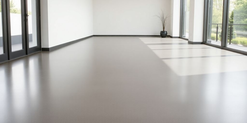 Polished concrete flooring in a modern interior setting.