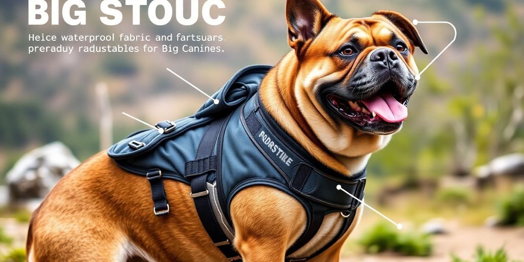 Large dog in stylish, functional outdoor apparel.