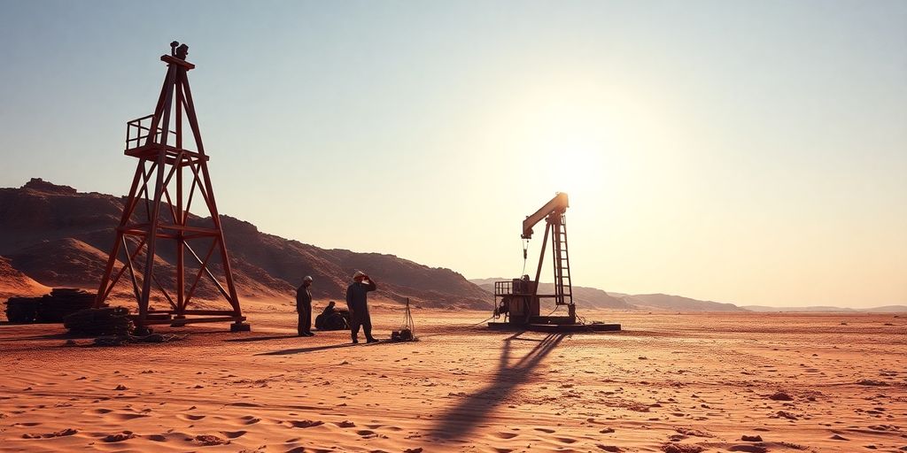 صورة فوتوغرافية لحقل نفط سعودي تاريخي