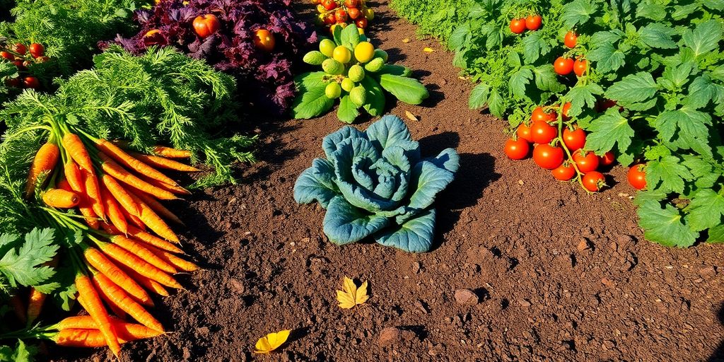 Frisches Herbstgemüse im Gartenbeet
