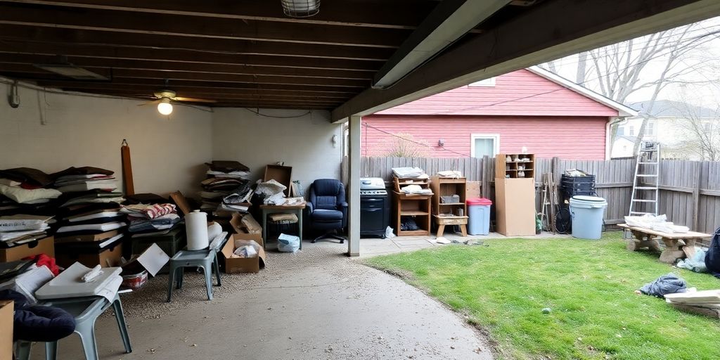 Cleaned Brooklyn Park basement and backyard after junk removal.