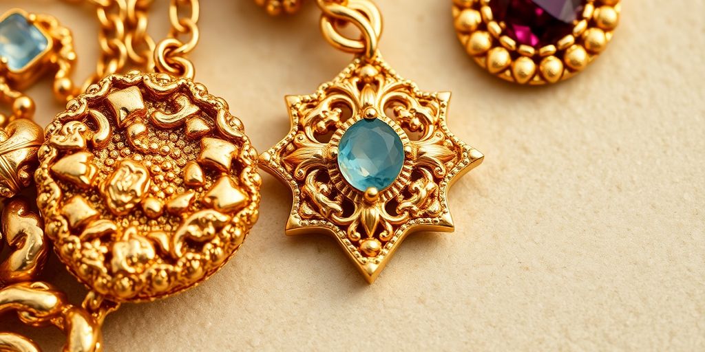 Bijoux en or recyclé avec textures uniques.