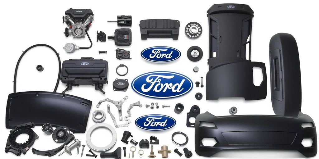 Genuine Ford parts arranged neatly.