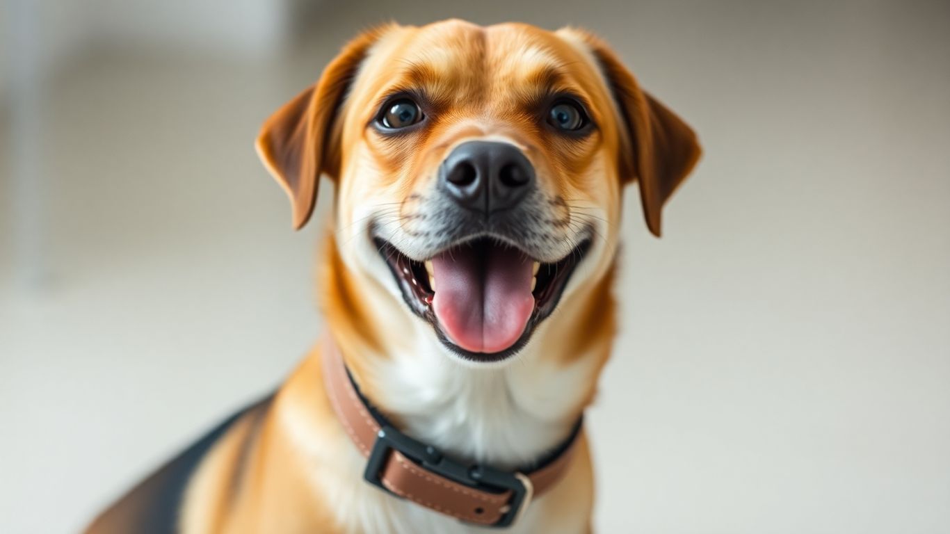 Dog wearing a stylish and comfortable collar.