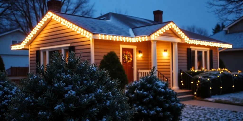Home with permanent holiday lights