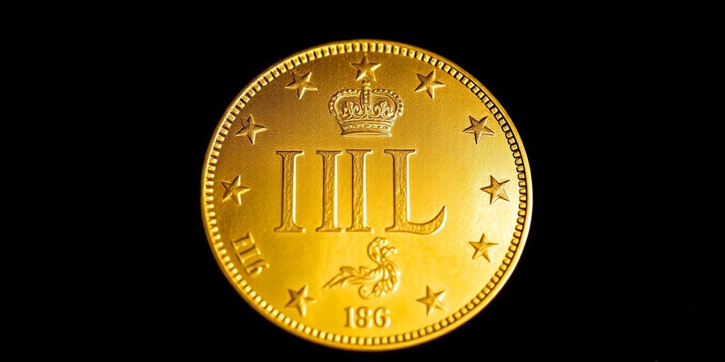 Pièce en or Napoléon sur fond velours.
