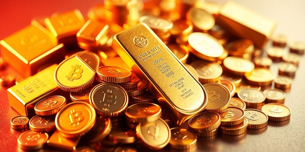 Un tas de lingots et de pièces d'or.