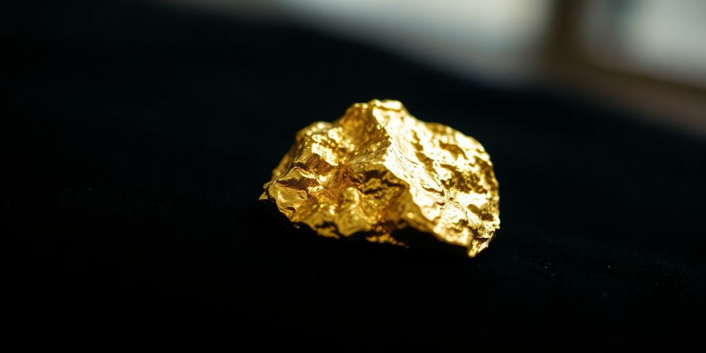 Un gros plan d'un nugget d'or brillant.