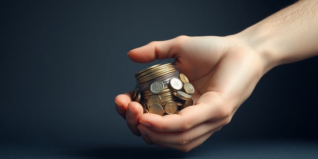 Une main sortant des économies d'une personne.