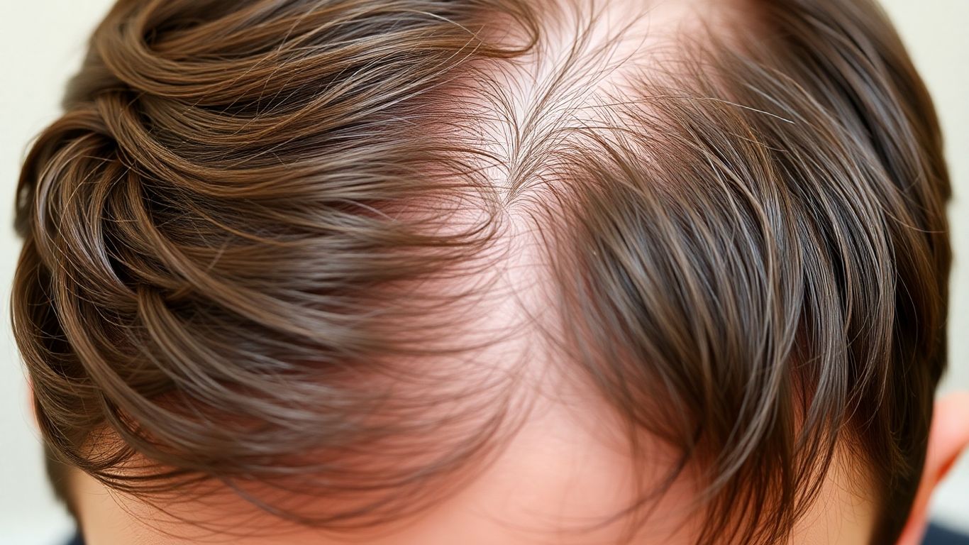 Hair whorl versus balding on a person's scalp.