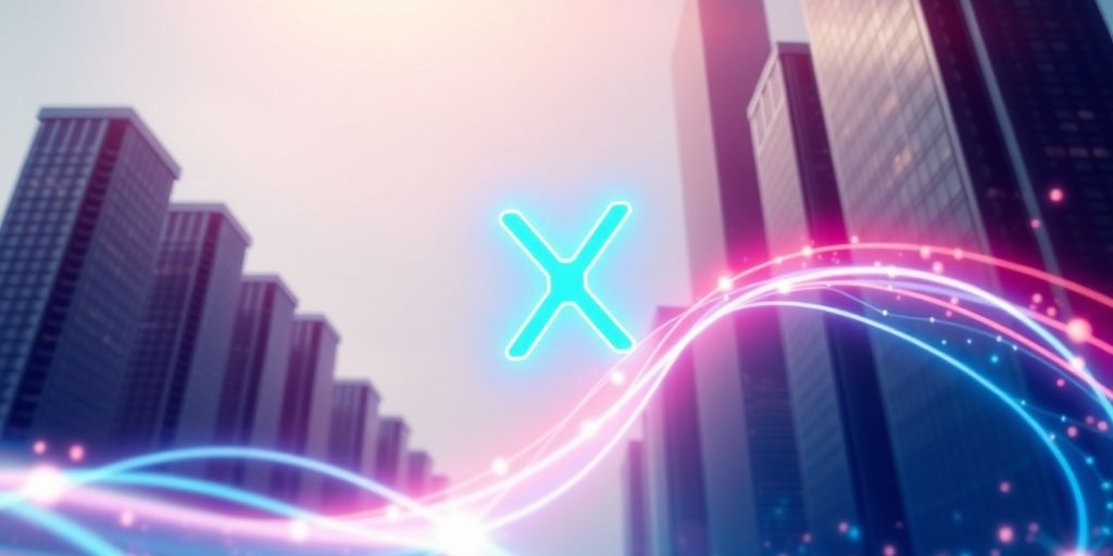 XRP currency symbol with digital growth