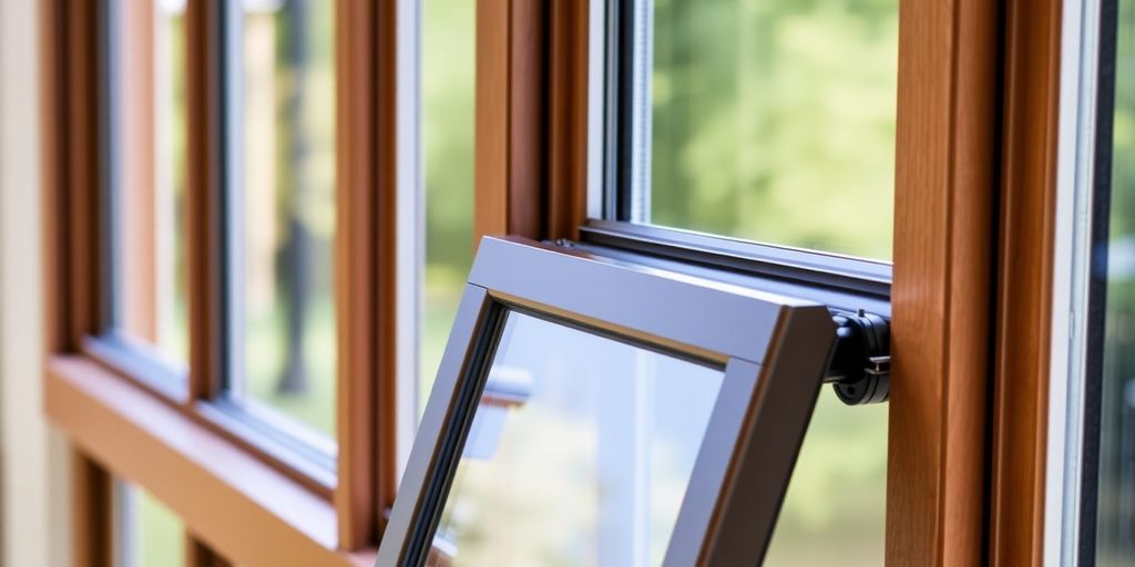 Close-up of Amerimax windows showcasing sleek design and features.