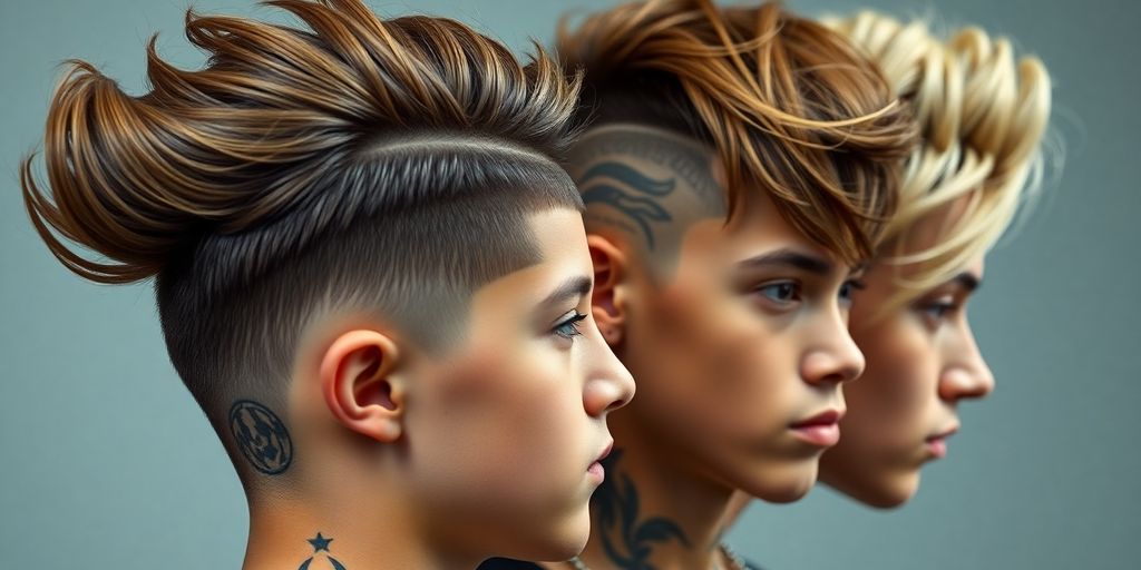 Moderne Jungensfrisuren mit Tattoos und Mustern