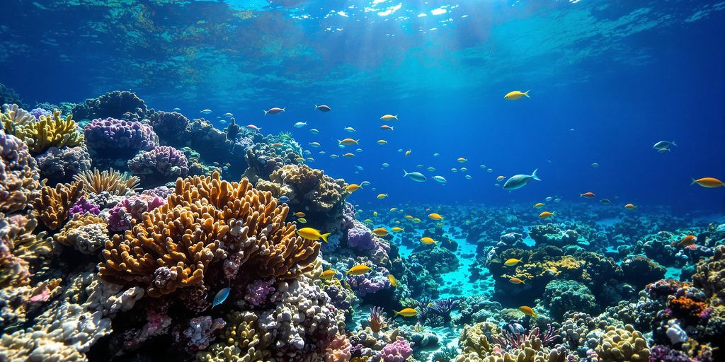 Colorful coral reefs and marine life in Raja Ampat.