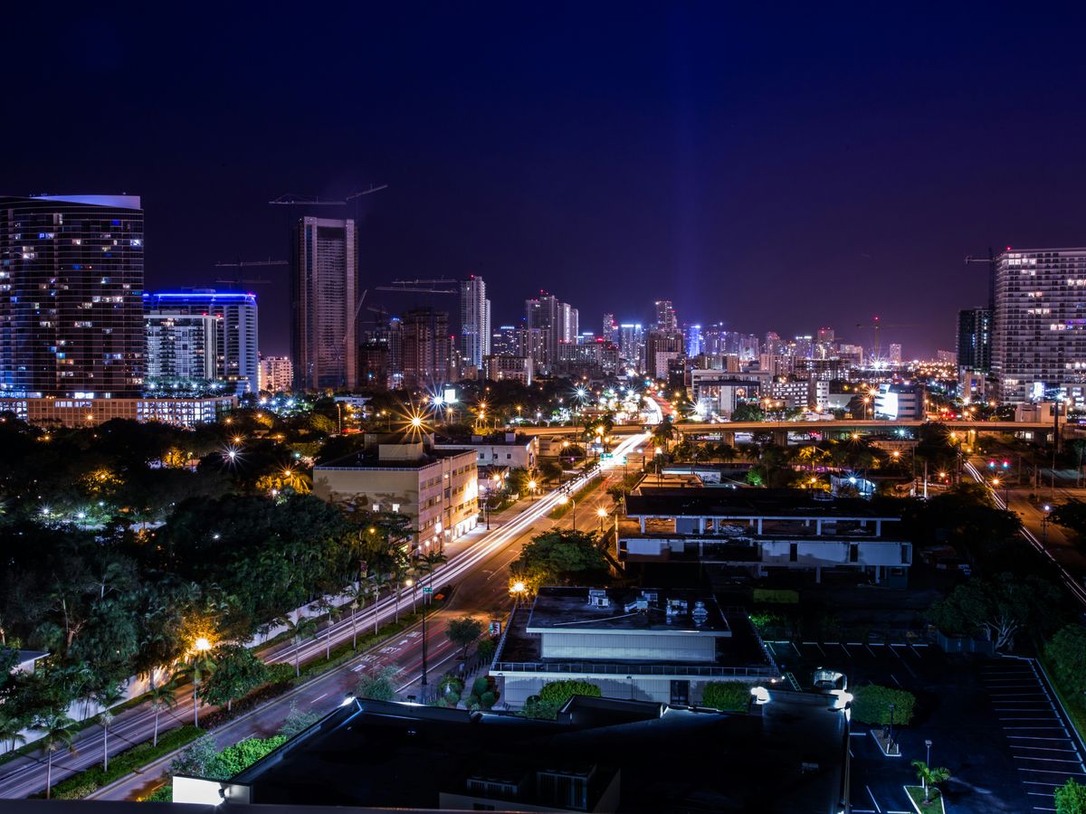 Aerial photo of concrete buildings