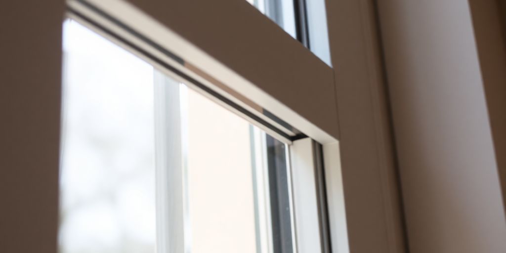 Close-up of window weather stripping on a window frame.