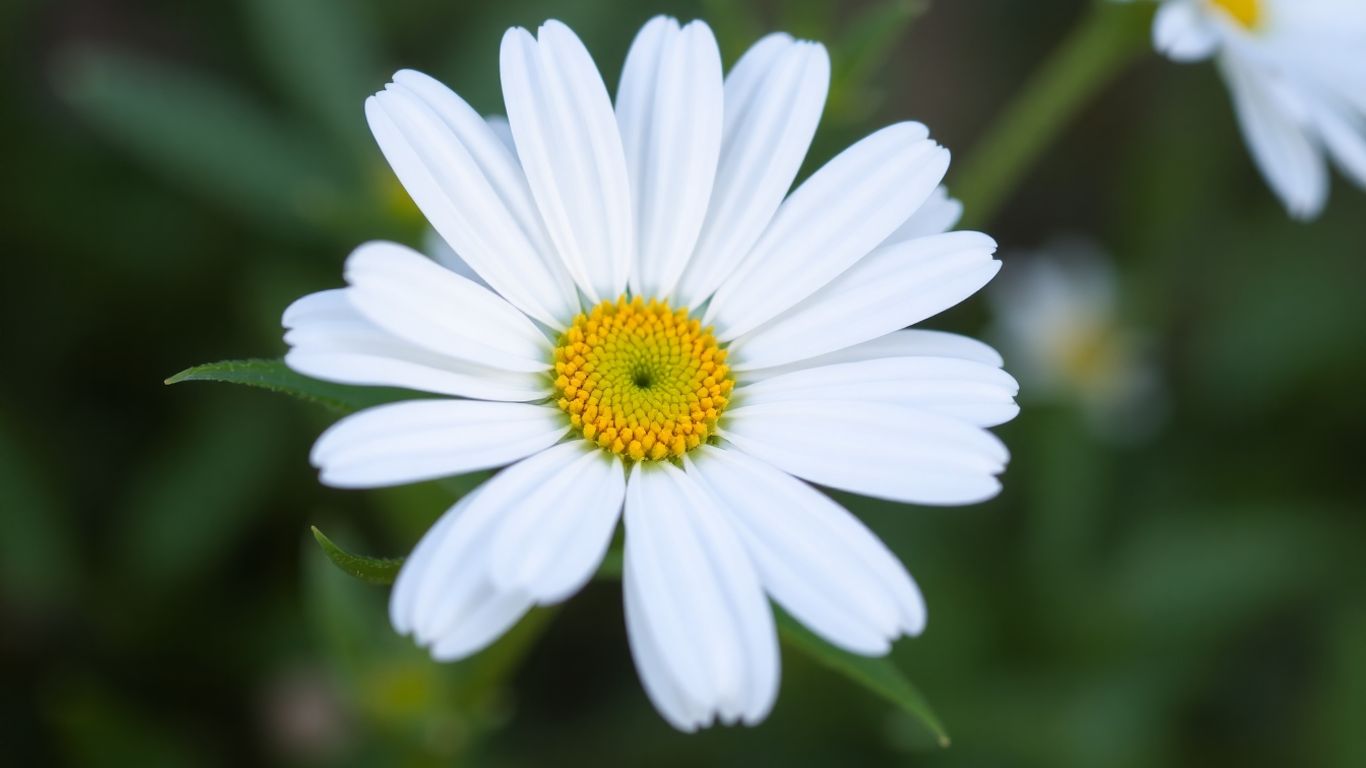 Gänseblümchen mit gelbem Zentrum und grünen Blättern