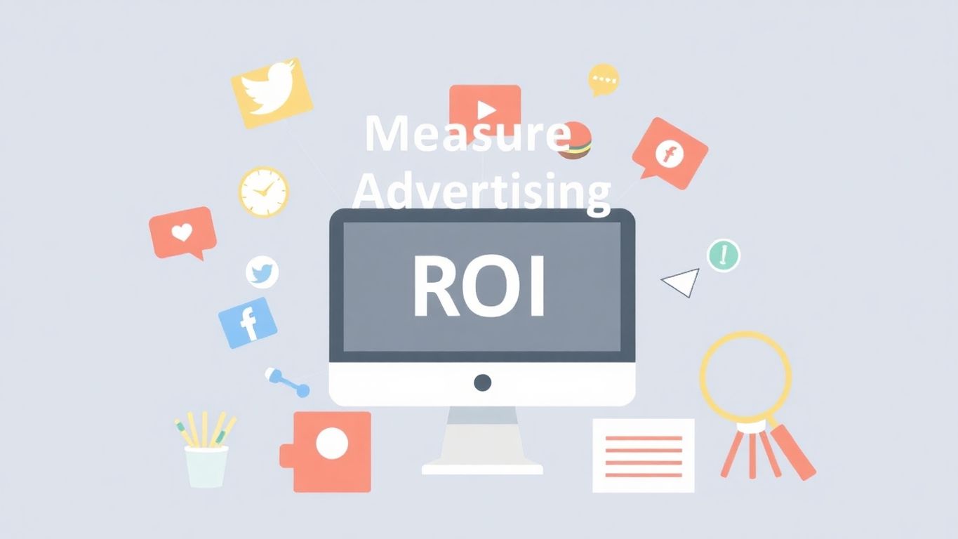 Illustrasjon av digitale markedsføringselementer i myke farger.