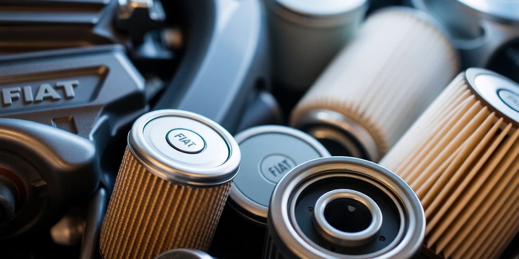 Close-up of genuine Fiat car parts.