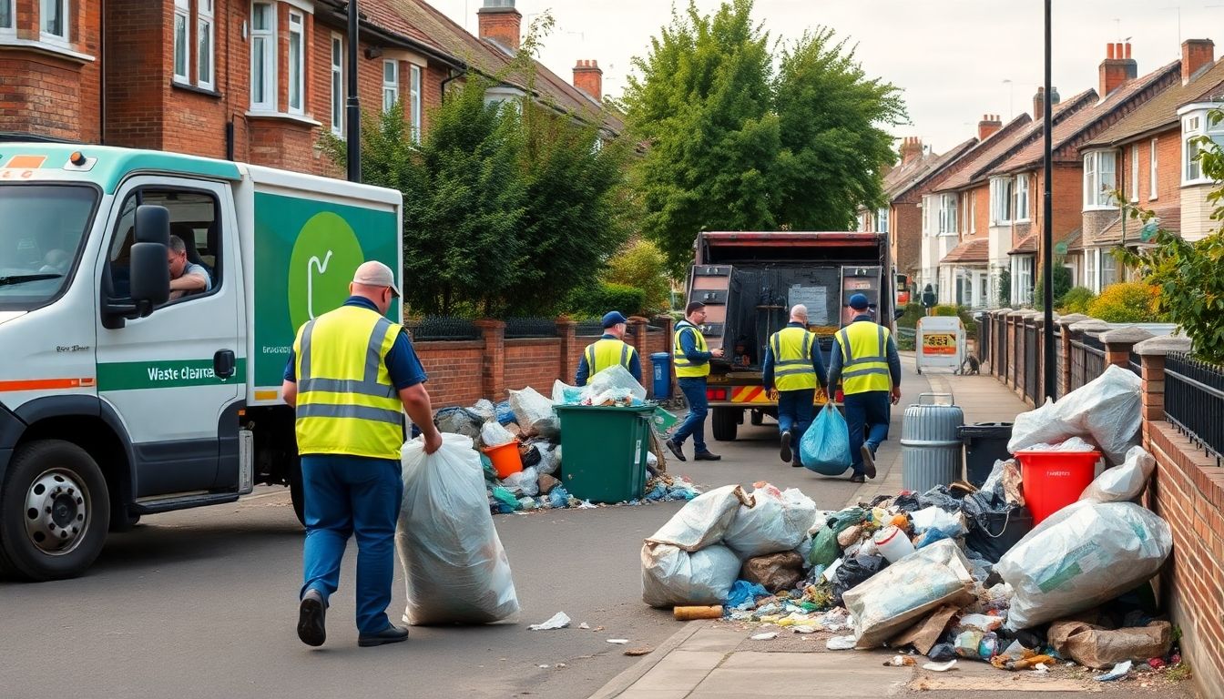 Waste clearance team in a London residential area.