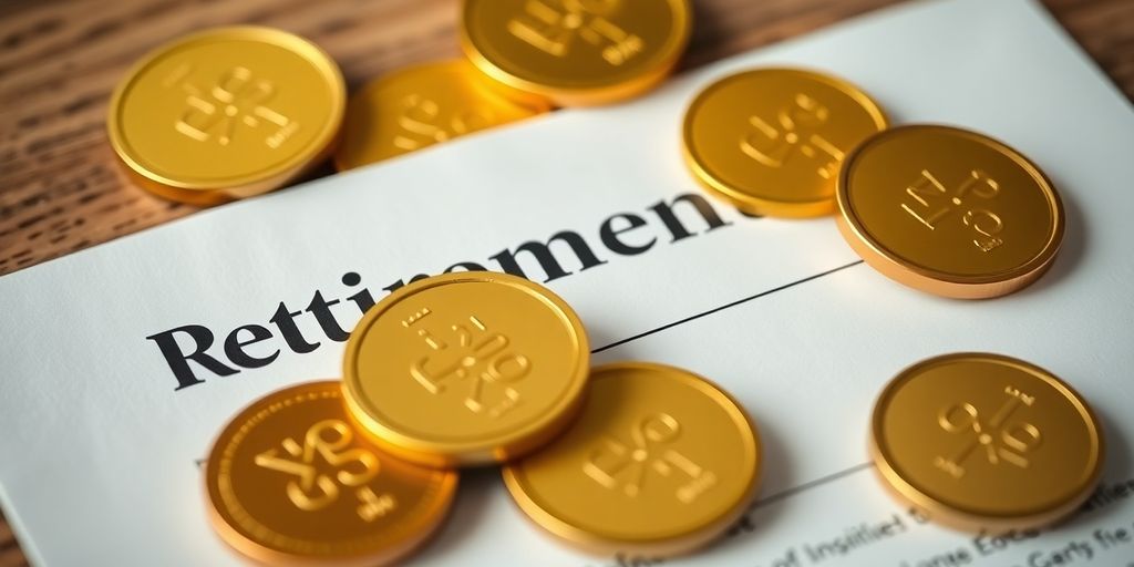 Pièces d'or et un document de plan de retraite.