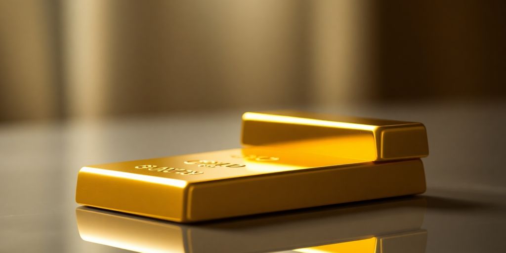 Barre d'or sur une surface réfléchissante.