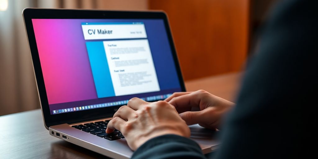 Laptop with open CV maker, glowing, surrounded by light