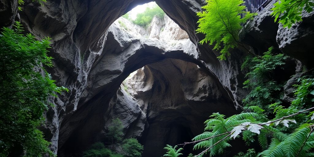 Entrée de la grotte de La Verna dans les Pyrénées.