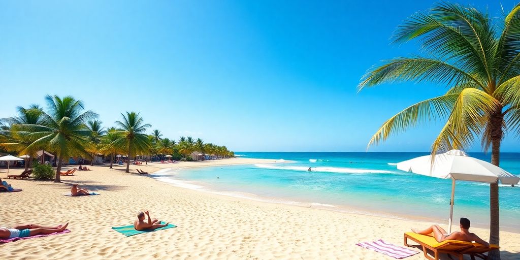 Bilder von einem sonnigen Strandurlaub im März.