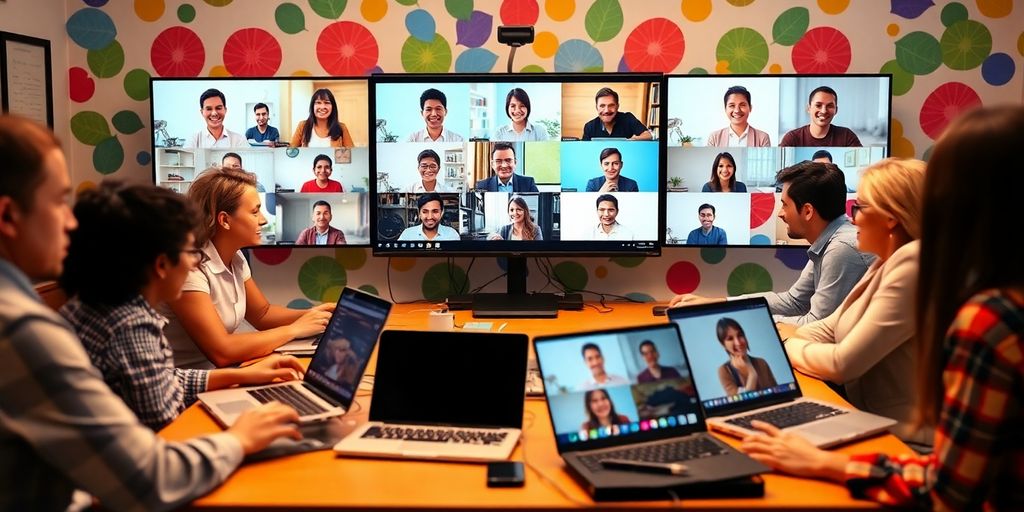 Participants engaging in a virtual networking event via video.