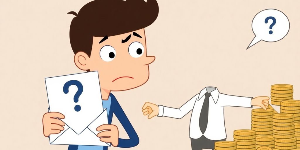 Cartoon hands holding a loan document with question marks.