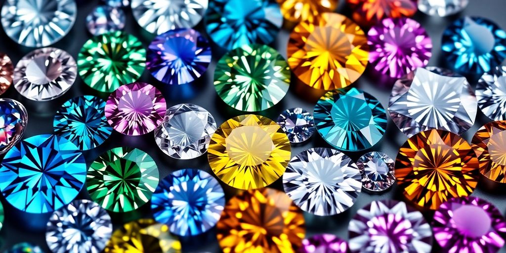 Sparkling moissanite gemstones in various cuts.