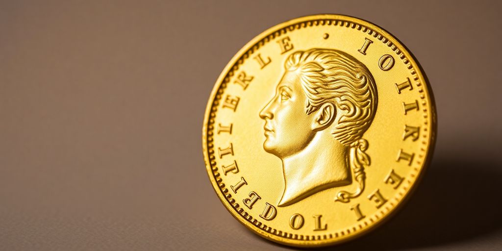 Monnaie en or de Napoléon avec des détails complexes.