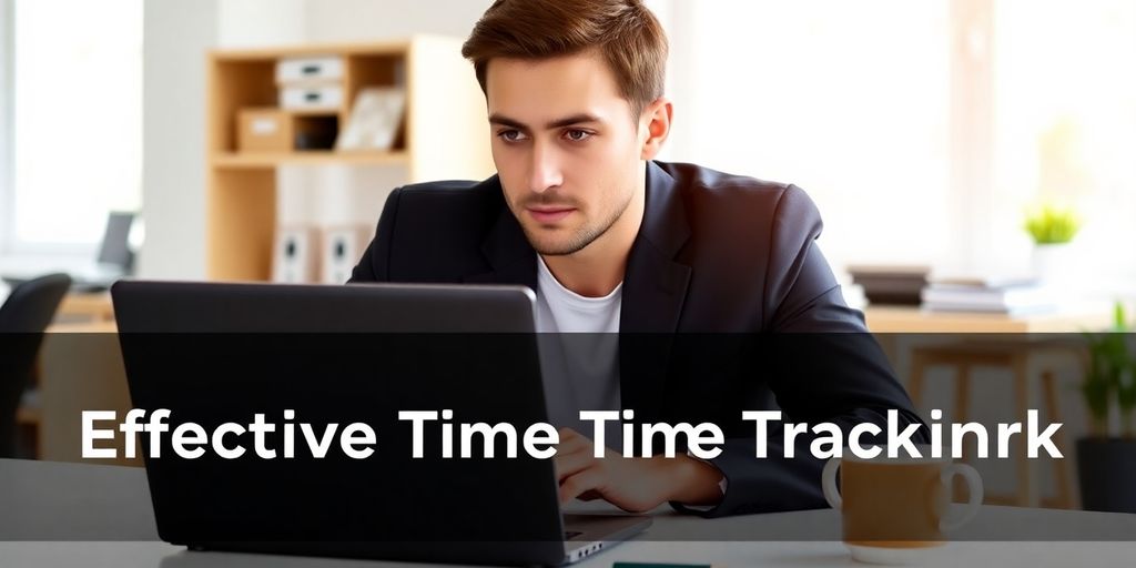 Time Tracking for Productivity: How to Monitor and Improve Your Workflow 2 Professional working at a desk with laptop and coffee.