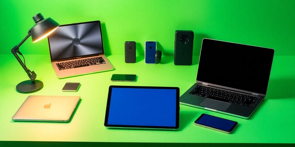 Modern tech gadgets on a stylish workspace table.