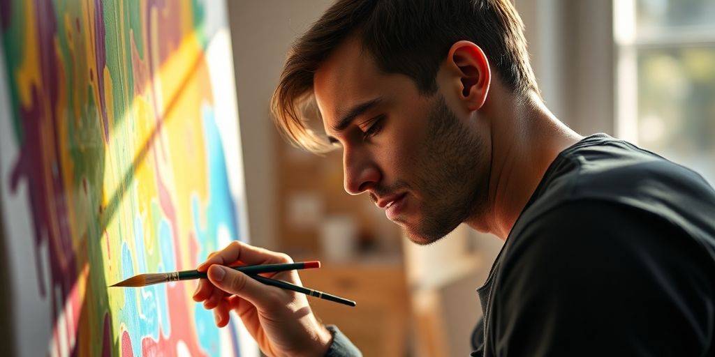 Person painting to release stress and unwind.