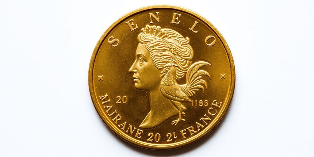 Gros plan d'une pièce de 20 Francs Or Marianne Coq.