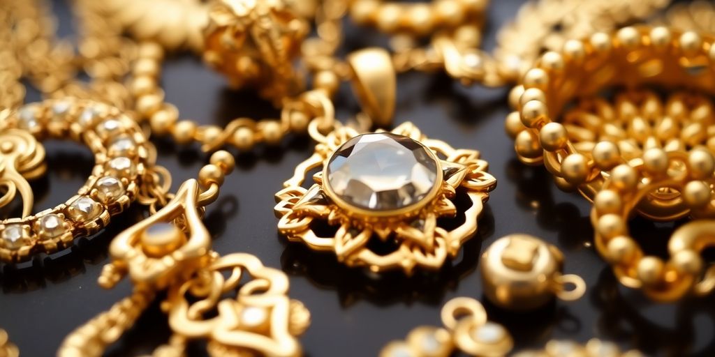Bijoux en or brillants sur fond neutre.