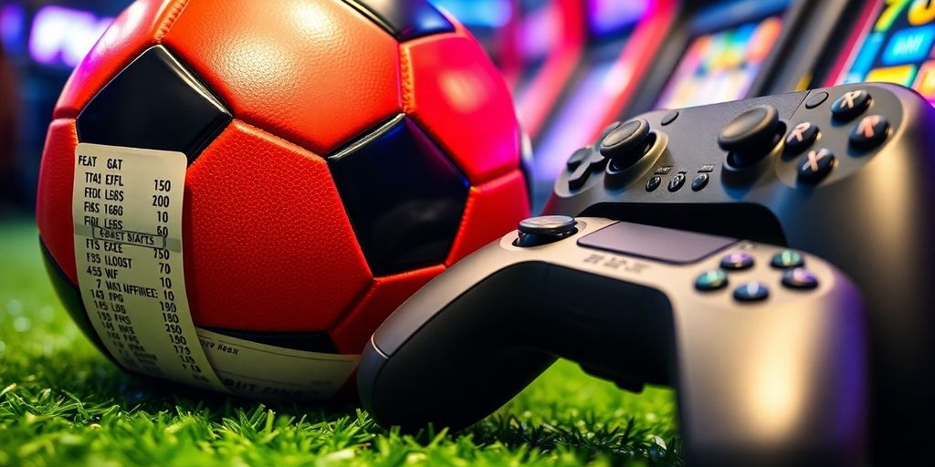 ภาพใกล้ชิดของลูกฟุตบอลและใบพนัน