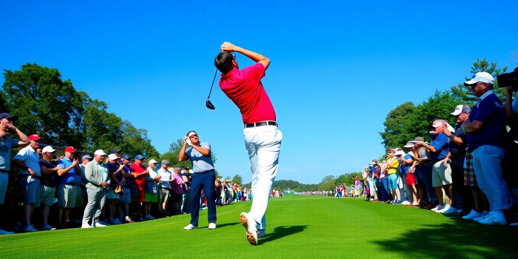Golfers competing fiercely at the PGA Championship.