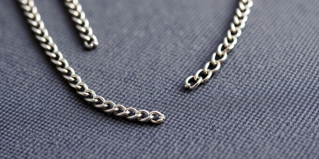 Close-up of a stylish 18-inch men's chain necklace.