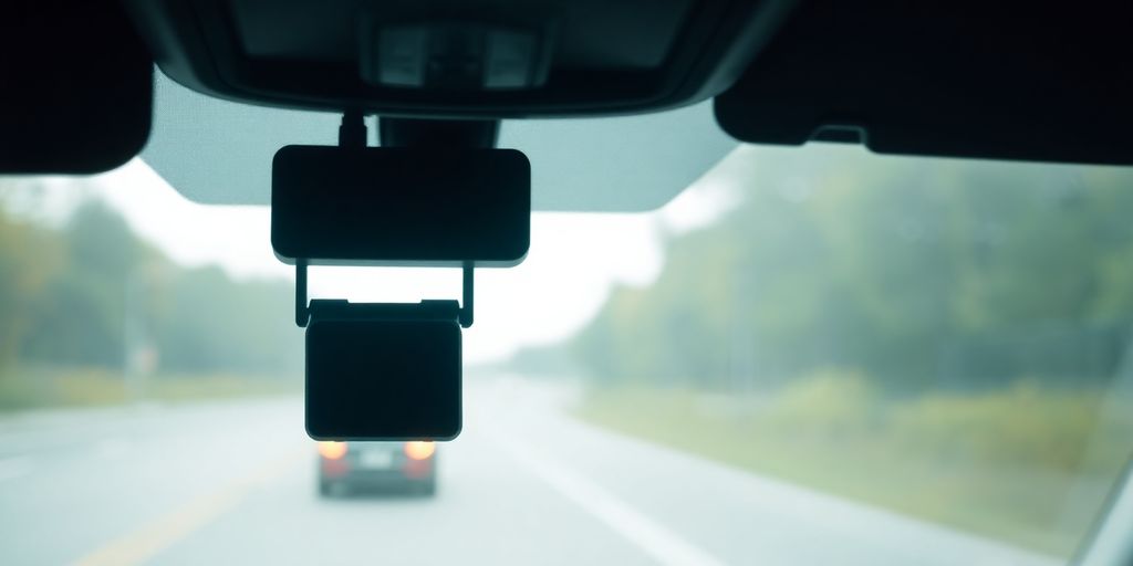 Dash cam recording road and detecting an incident.