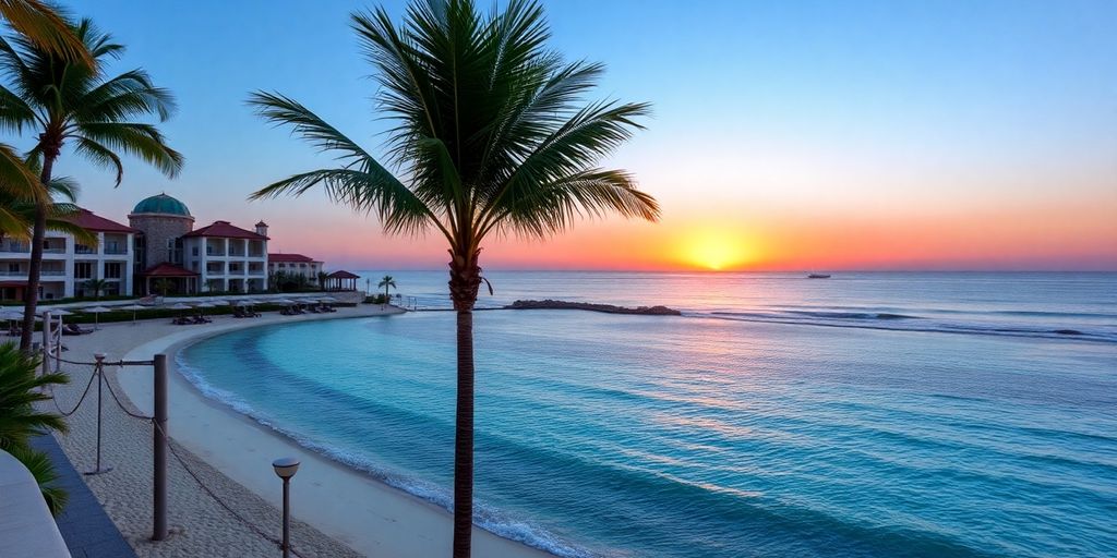 Beach view at Secrets Puerto Los Cabos resort.