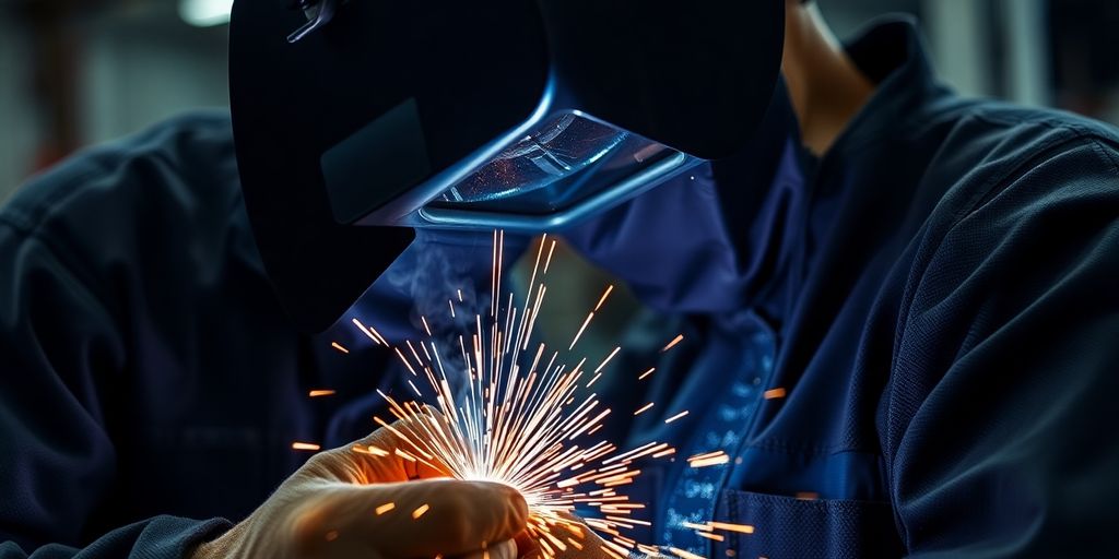 Welder working on advanced mesh welding techniques.