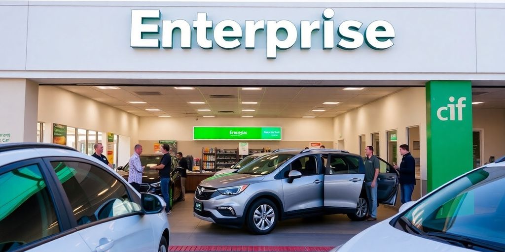Enterprise Rent-A-Car location with friendly staff and vehicles.