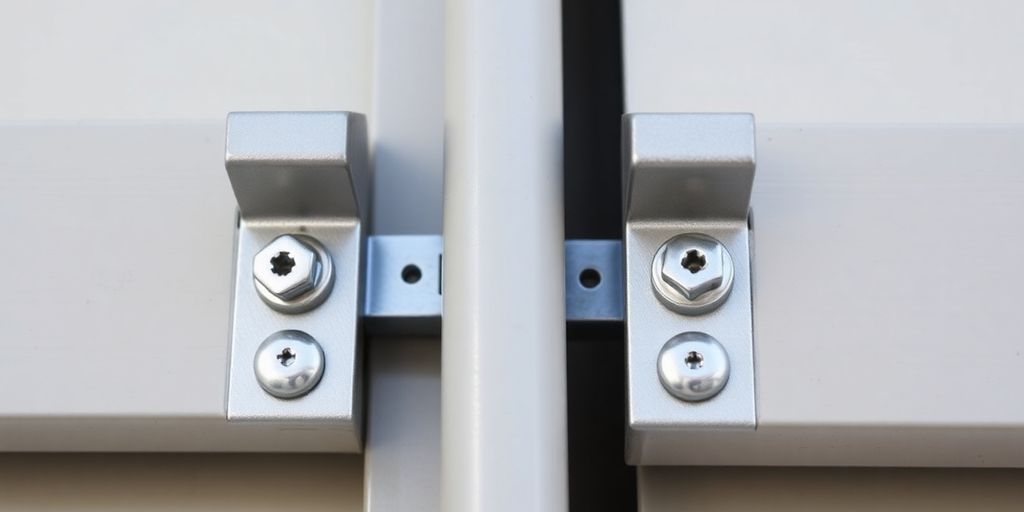 Close-up of hidden fasteners for hurricane shutter brackets.