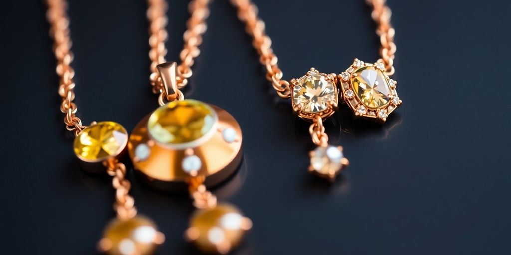 Bijoux en or rose et or jaune côte à côte.