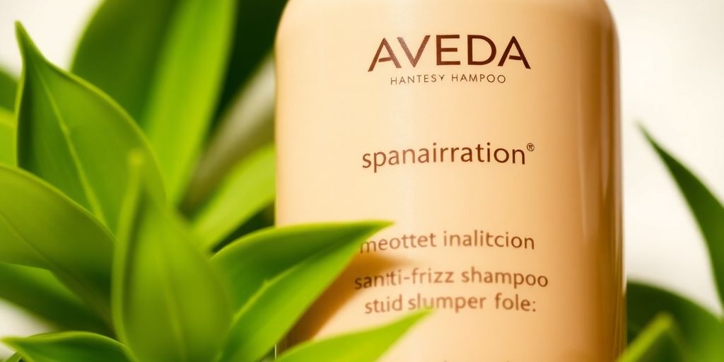 Aveda Smooth Infusion Anti-Frizz Shampoo bottle with leaves.